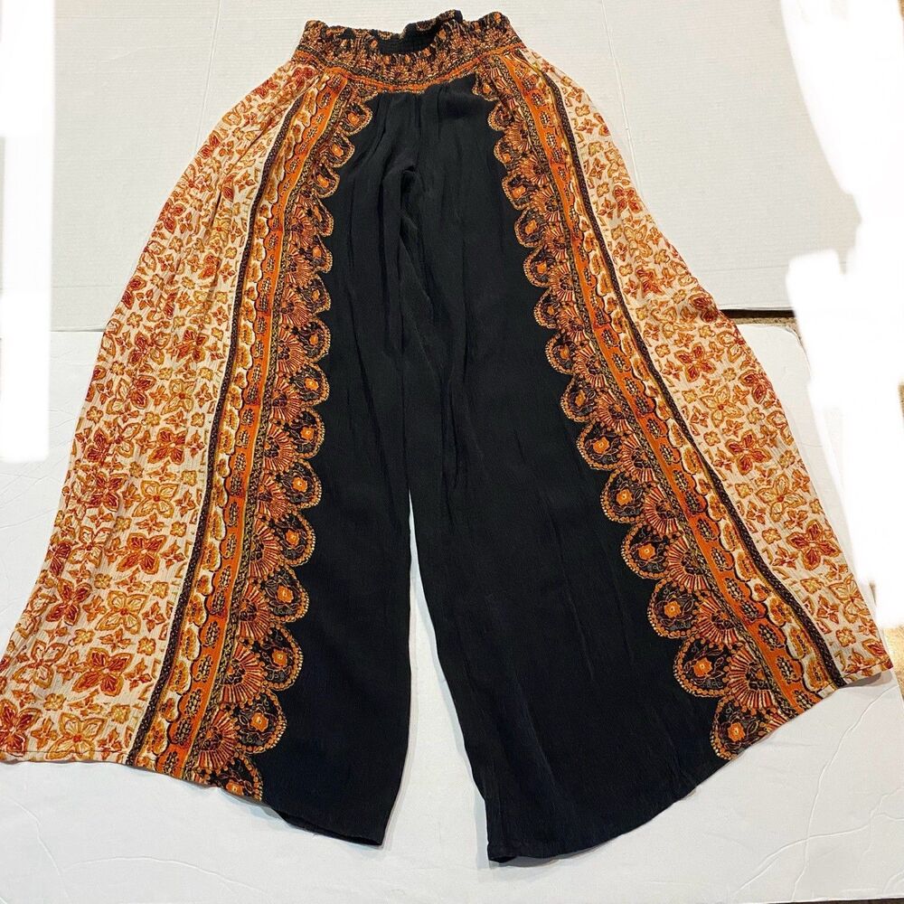 Free People Womens Wide Leg Print Pants Size XS EUC